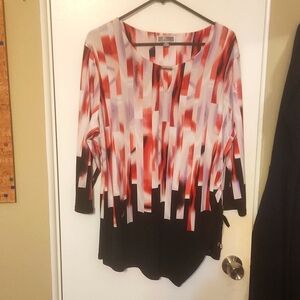 NWOT JM fire shimmer Keyhole Soft Multi-color stretch evening out blouse (XL)